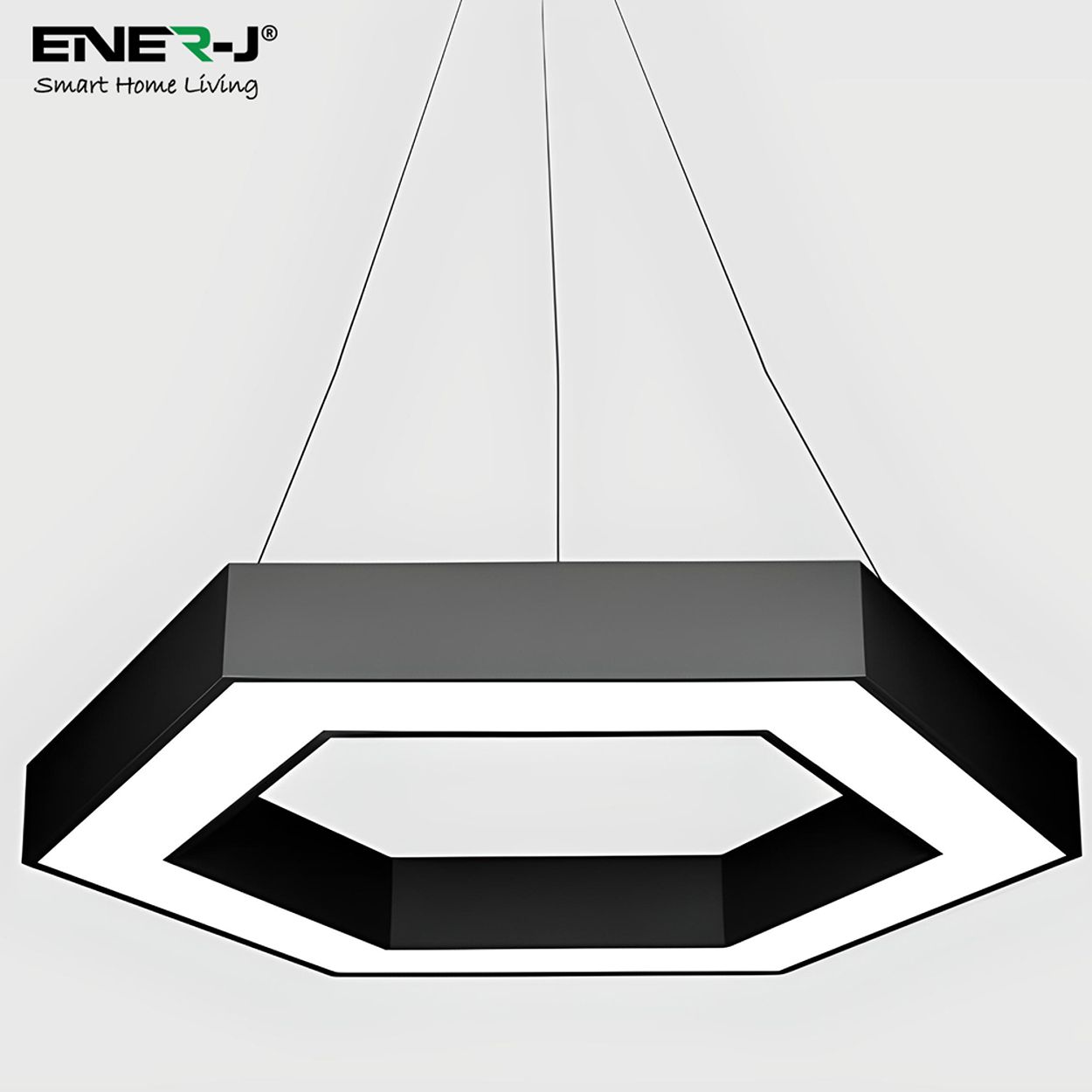 Ener-J Hexaglow Hollow Hexagon Led Light 50W Cct Adjustable Hanging Ceiling Fixture Black 600Mm