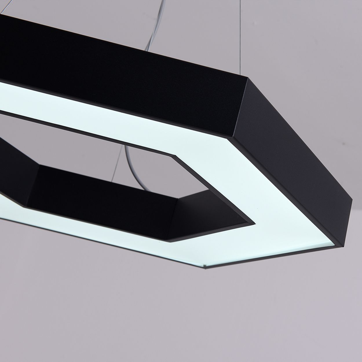 Ener-J Hexaglow Hollow Hexagon Led Light 50W Cct Adjustable Hanging Ceiling Fixture Black 600Mm