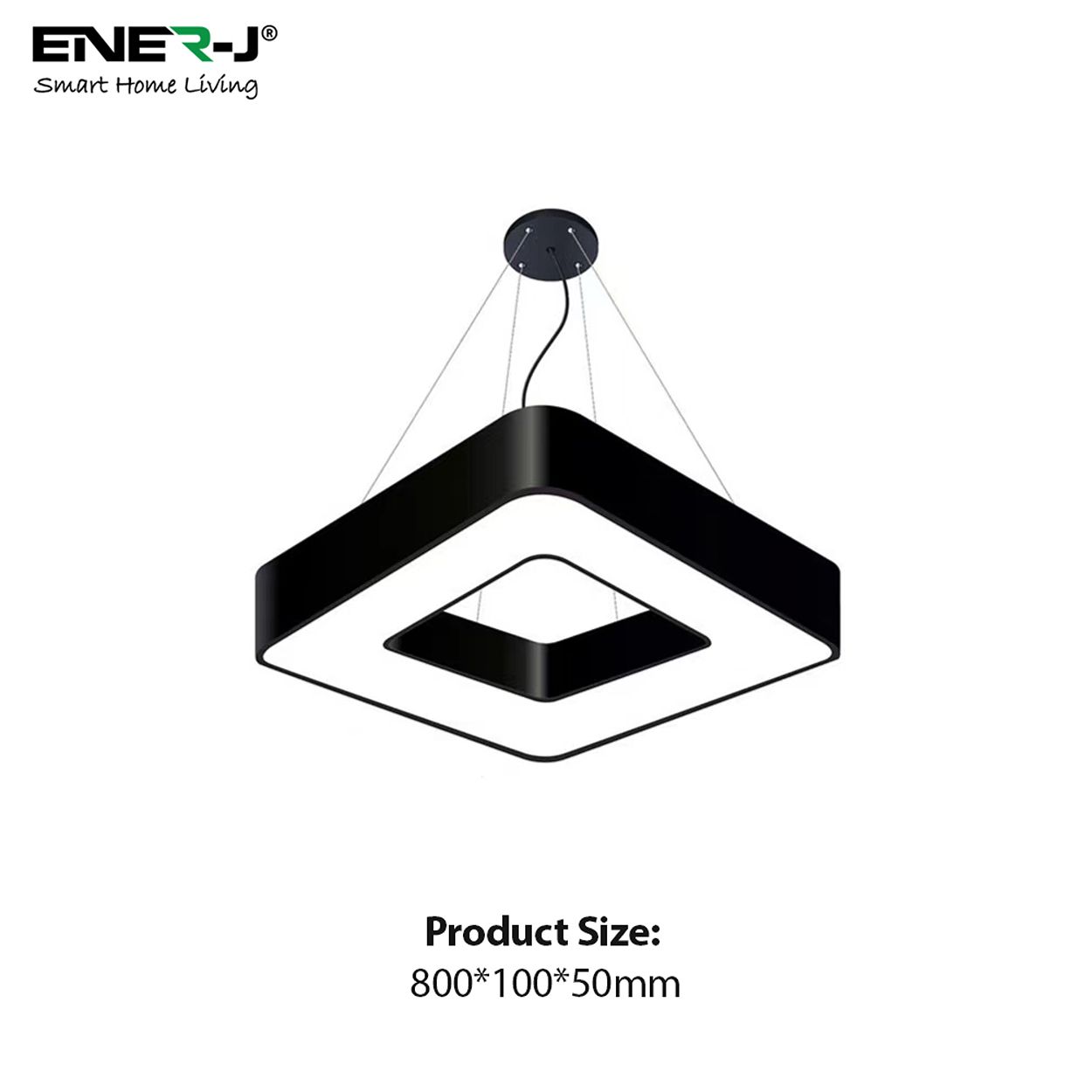 Ener-J Hollow Square Pendant Led Ceiling Light 80Cm Square White 40W