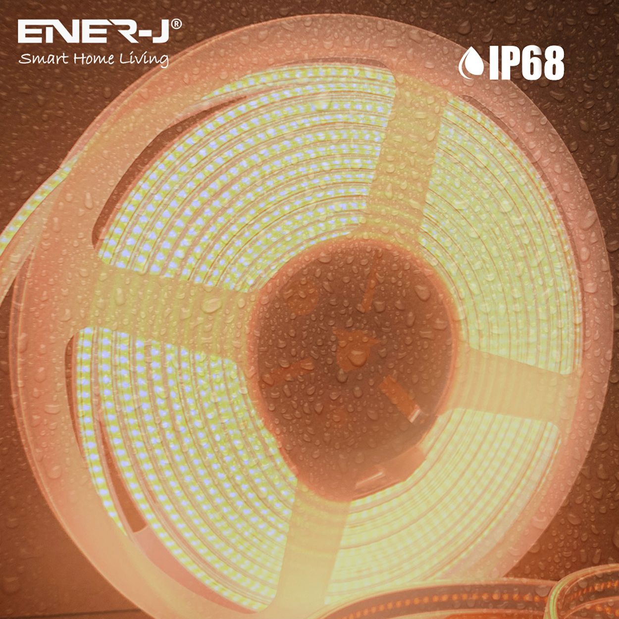 Ener-J 24V Cob Led Strip Lights 30 Meters Reel With 480 Leds/M, 12W/M, 1200Lm/M, Cri 90-92, 3000K, Ip68