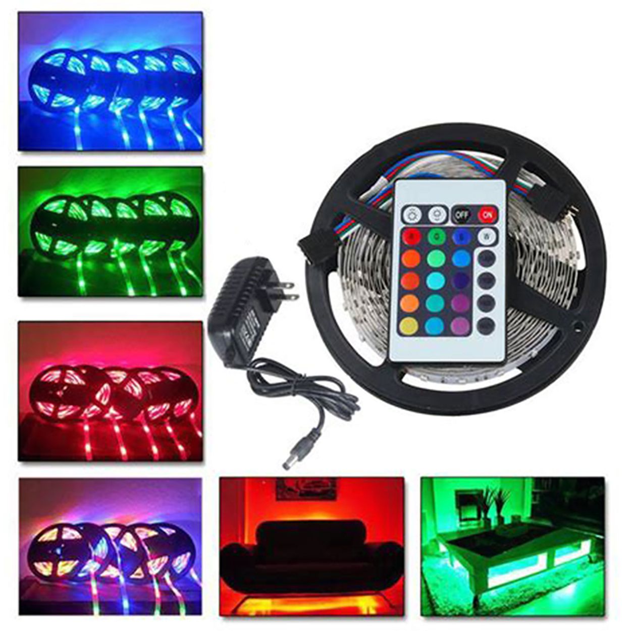 Ener-J 5 Meter Rgb Led Strip Kit With 60 Leds Per Meter, Controller + Remote + 12V 2A Adapter & Uk Plug, Ip65