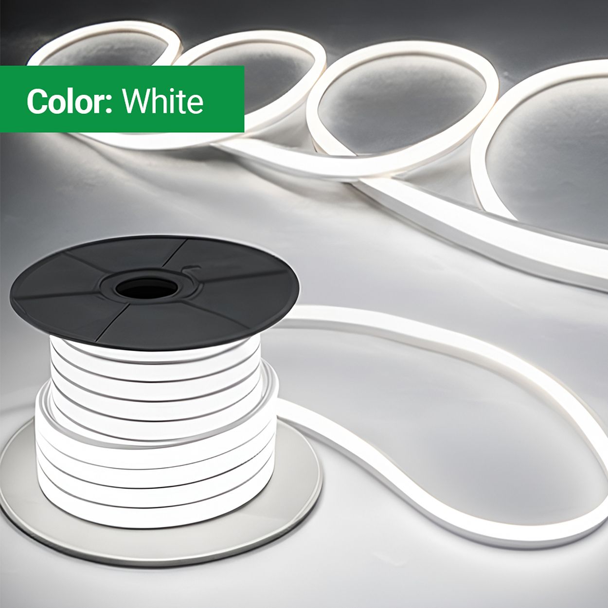 Ener-J 30M 24V Flexible Silicone Neon Led Strip Ip65 10X10Mm 120 Led Per Metre 7W White
