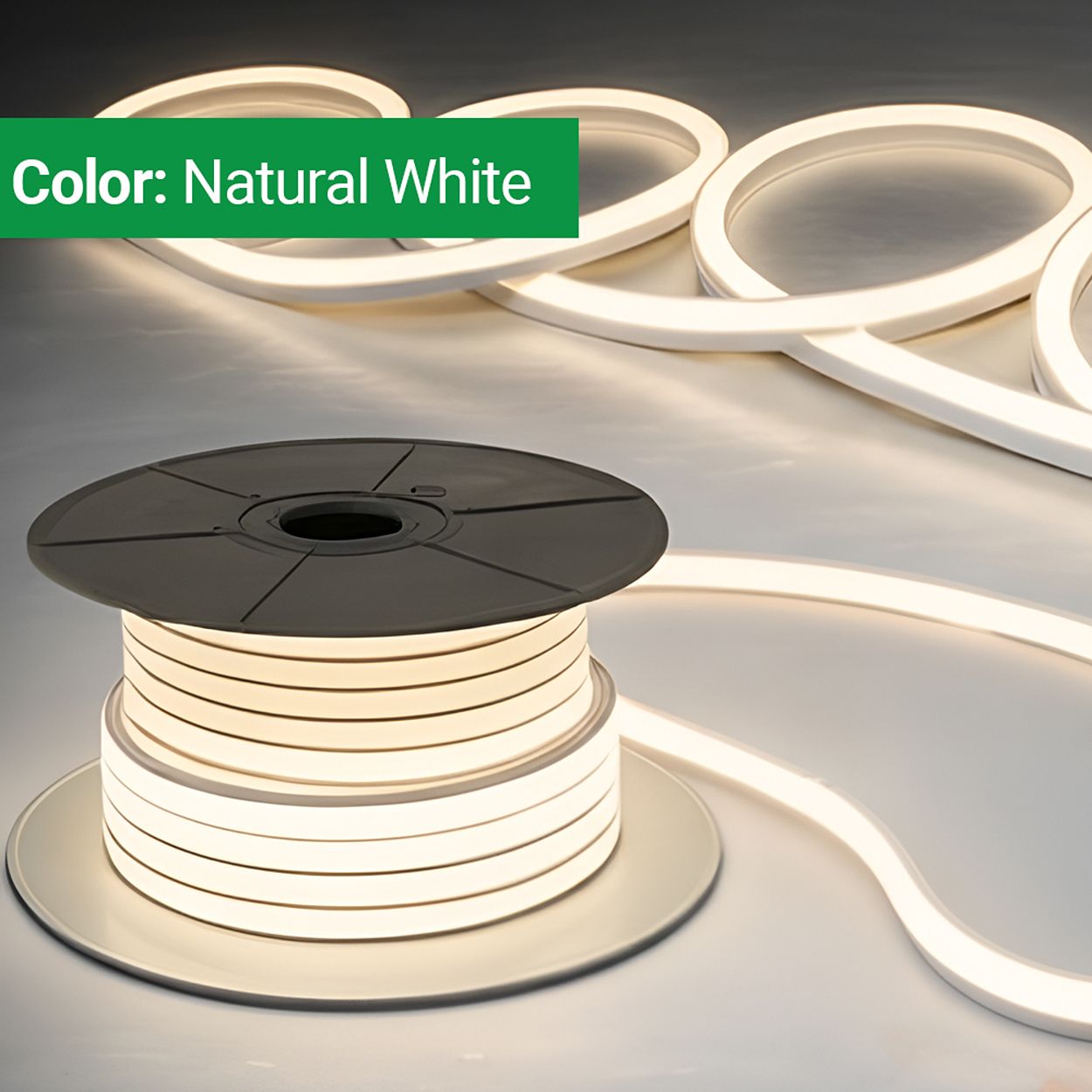 Ener-J 24V Silicon Neon Strip 30M 10X10Mm Natural White 7W Per Metre 120 Leds Per Metre