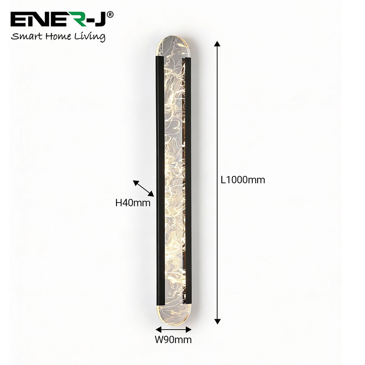 Ener-J Designer Acrylic Wall Light 1000Mm Black 42W Cct Dimming