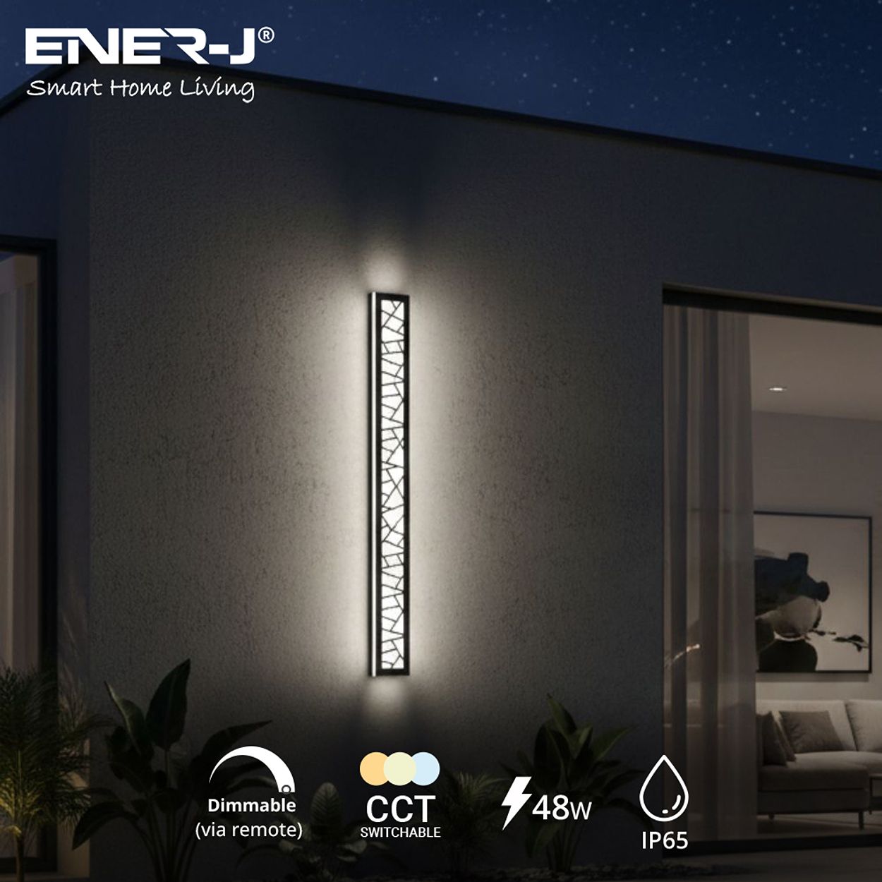 Ener-J Geometric Led Acrylic Wall Light 1000Mm 48W Cct Dimmable