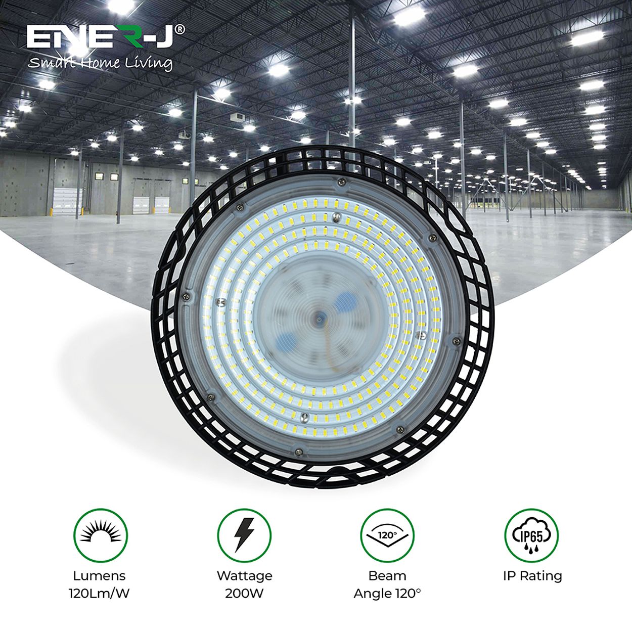 Ener-J 200W Ufo Led High Bay 4000K, Ip65 Weather Proof