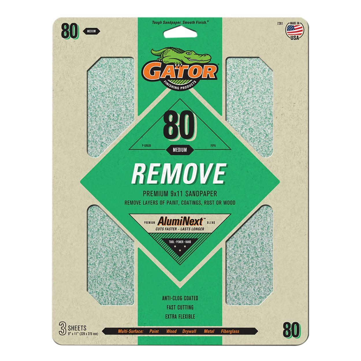 Gator Premium Sanding Sheets 3pack 80Grit