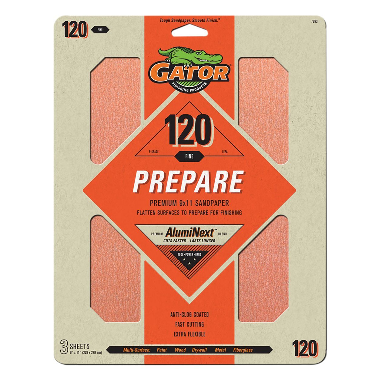 Gator Premium Sanding Sheets 3pack 120Grit