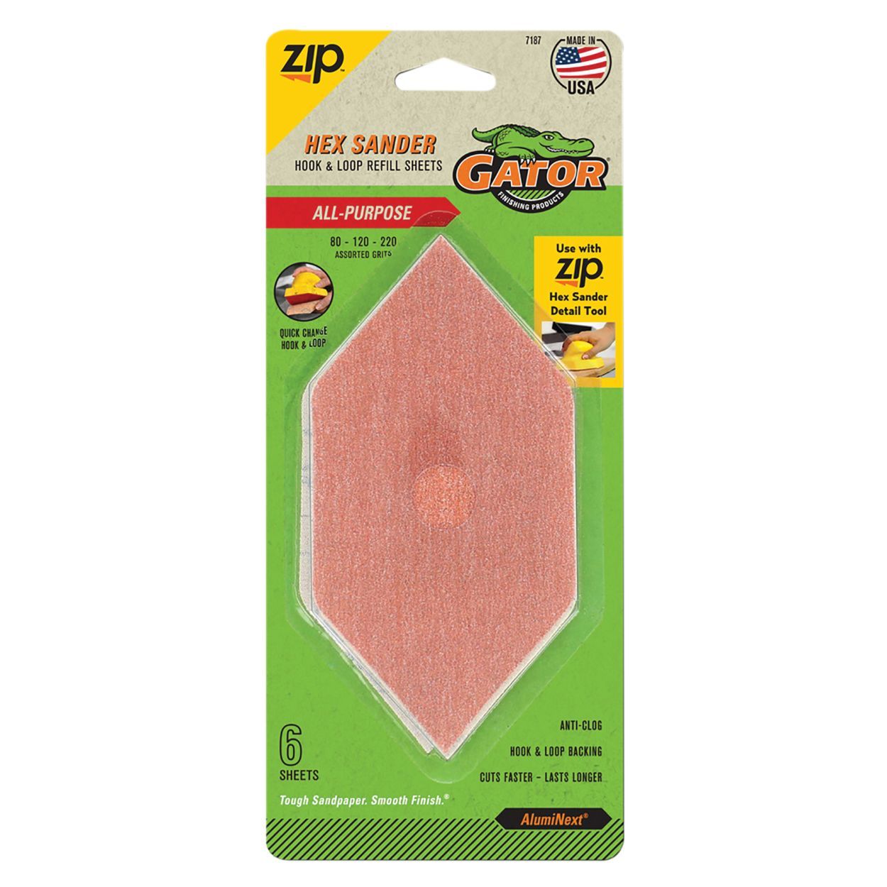 Gator Zip Hex Sander Refill Sheets - x6 Assorted Sheets