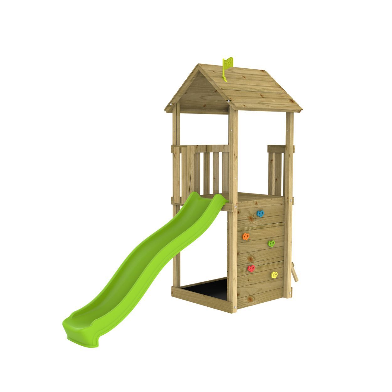 TP Skywood Play Tower with Climbing Wall with Slide