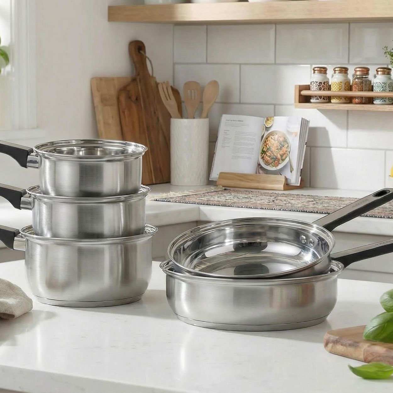 Salter Expert 5 Piece Stainless Steel Pan Set