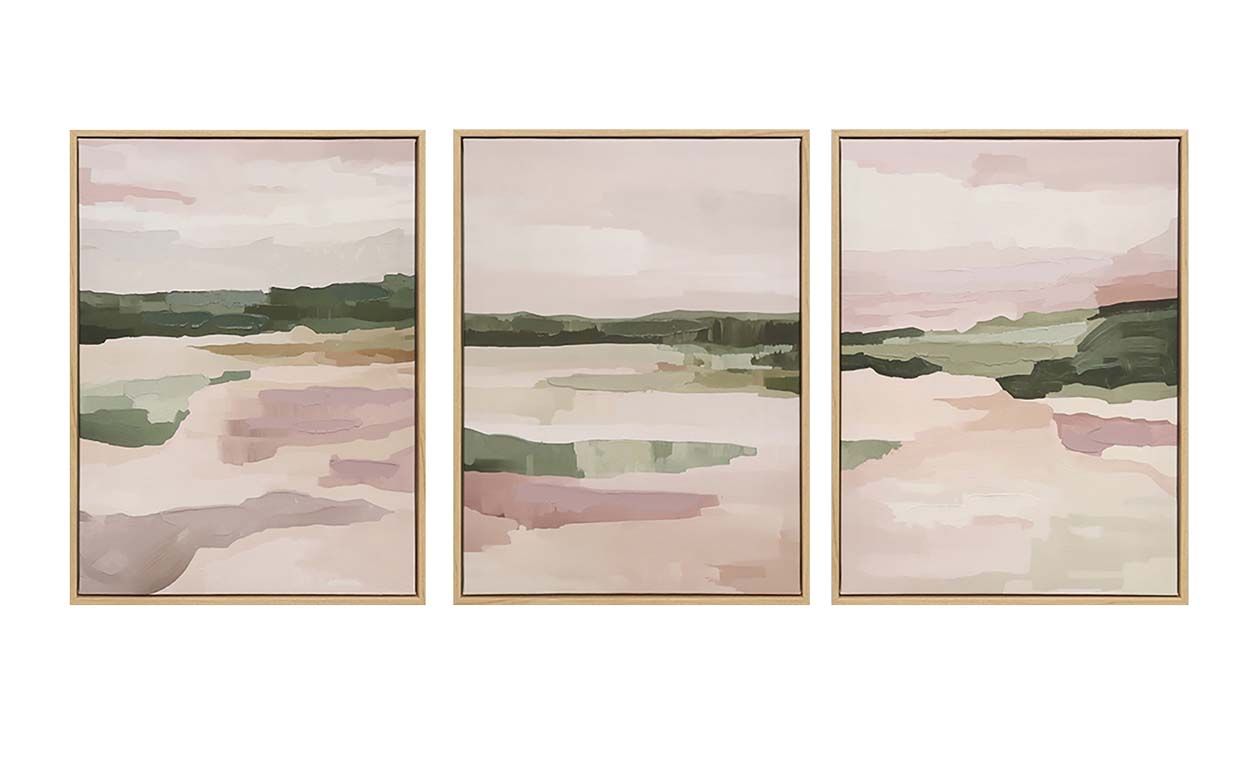 Blush Pink Abstract Landscape Wall Art 3 Set 30x40cm