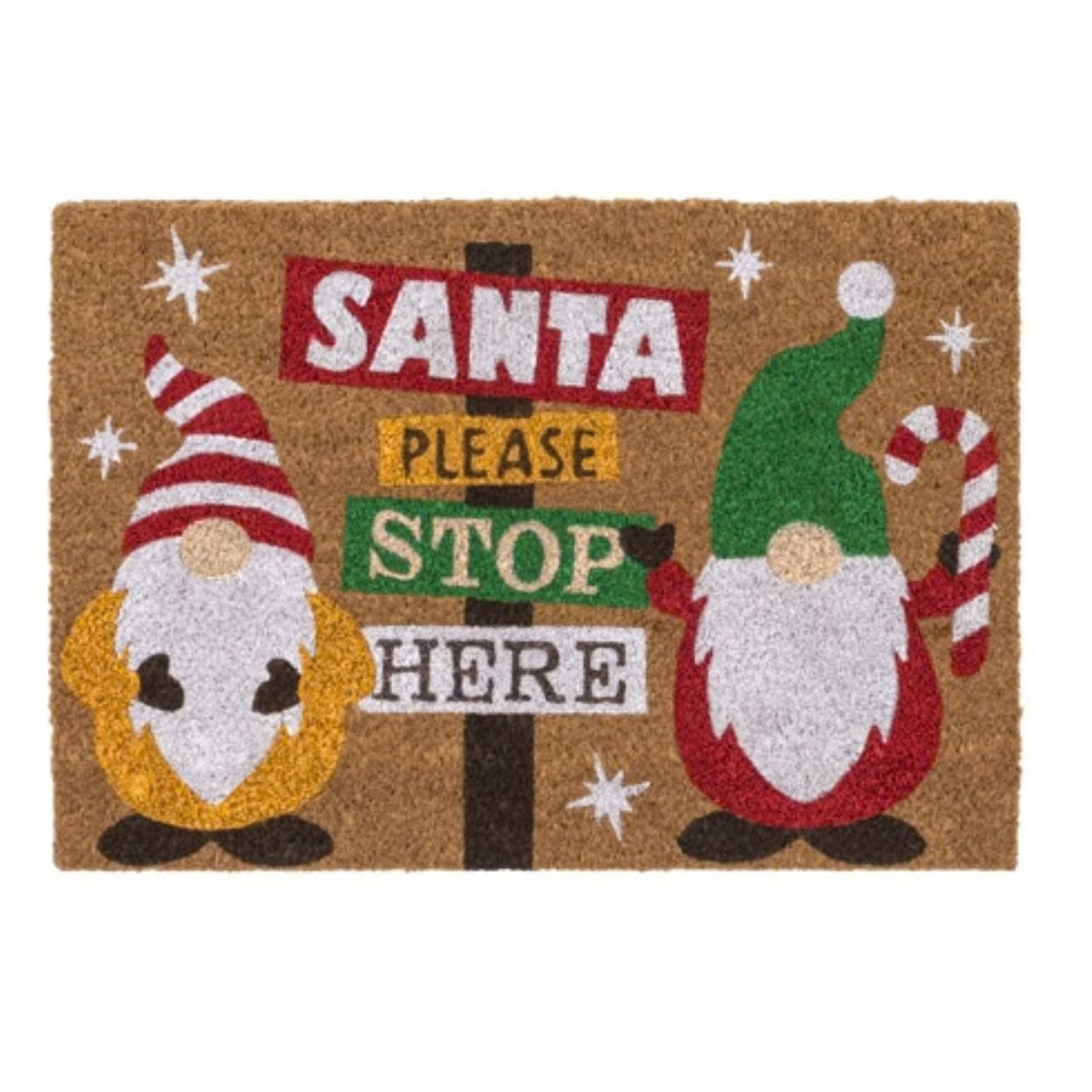 Christmas PVC Coir - 40 x 58cm - Santa Stop Here
