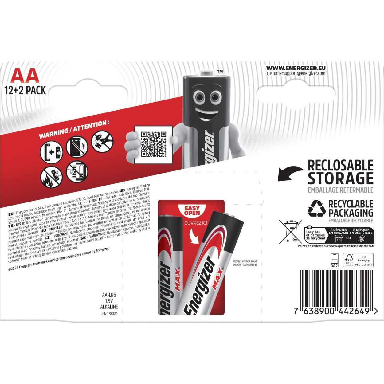 Energizer Max AA Batteries, Alkaline, 14 Pack