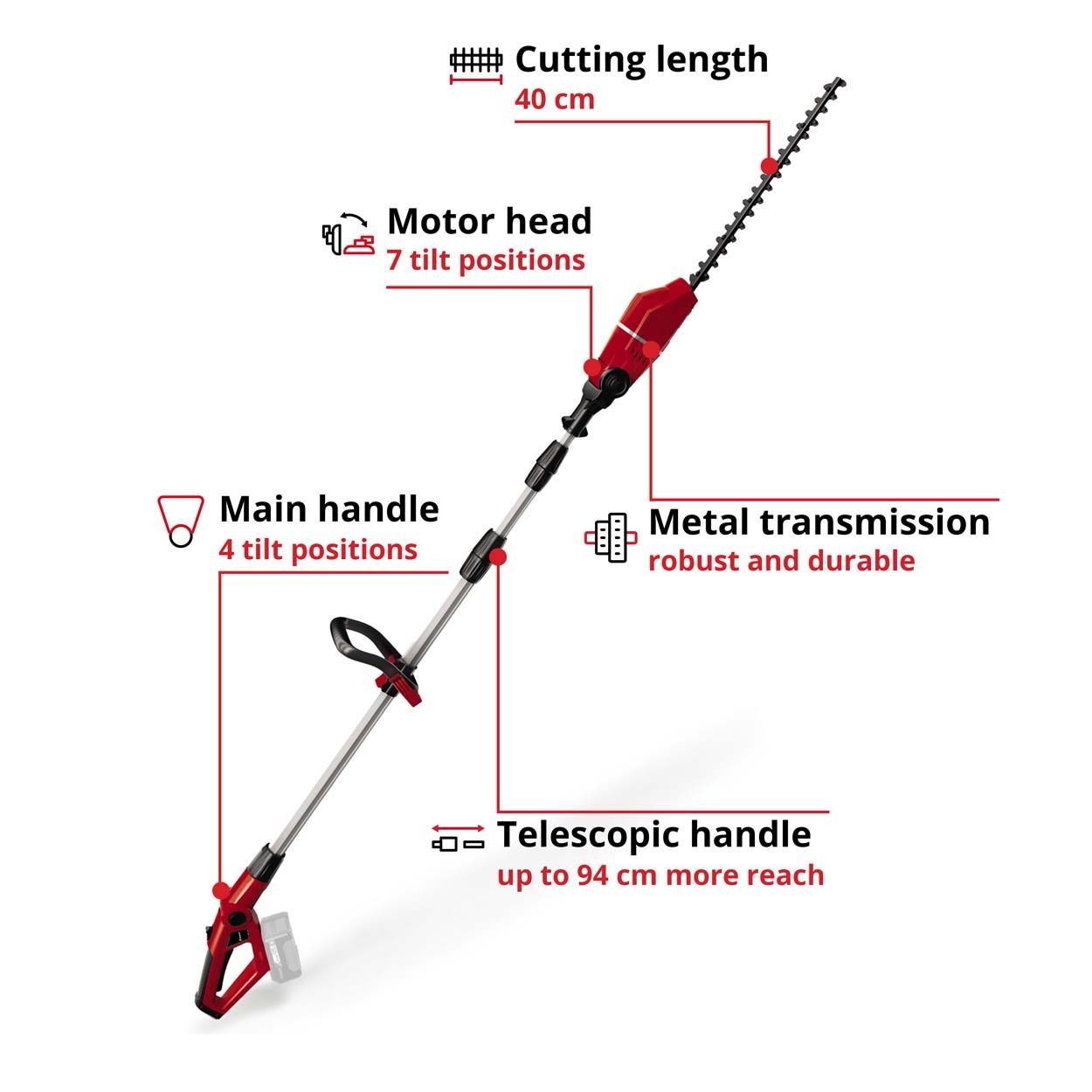 Einhell PXC 18V Cordless Hedge Trimmer,40cm Cutting Length