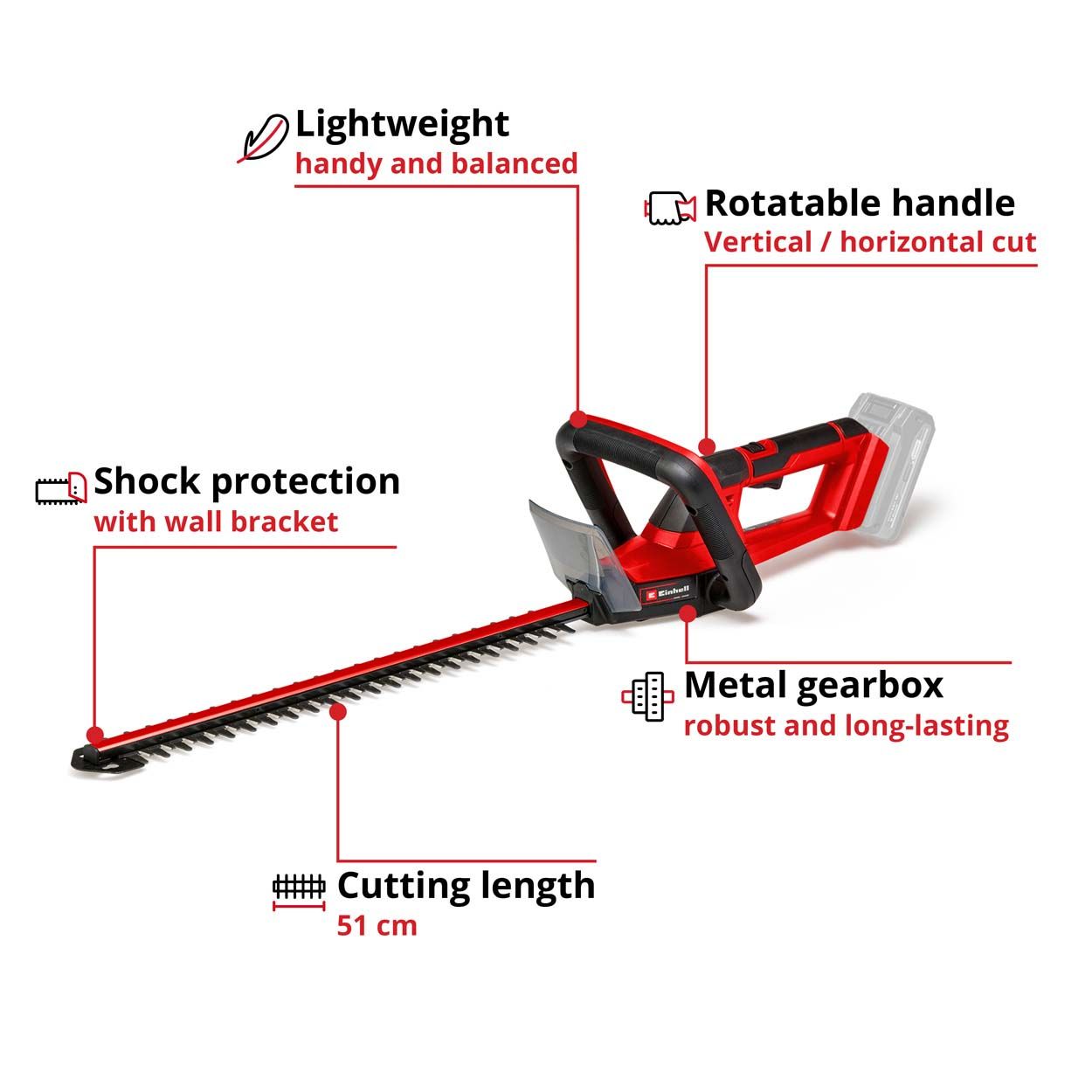 Einhell PXC 18V Cordless Hedge Trimmer,50cm Cutting Length