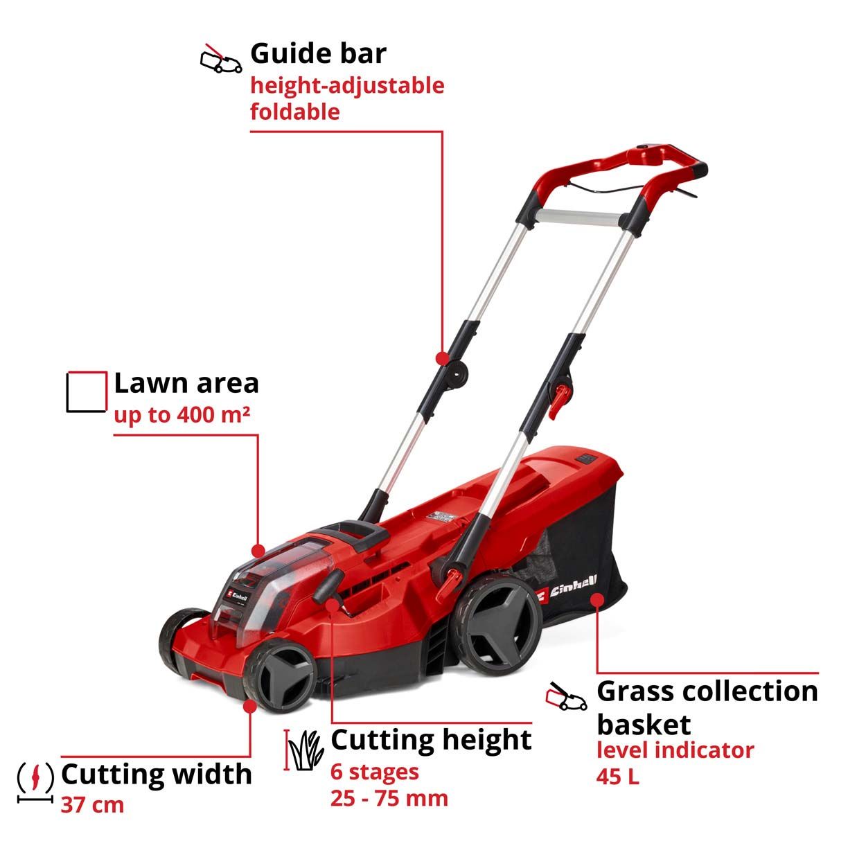 Einhell PXC 36VCordless Mower 37cm Cutting Width Body Only