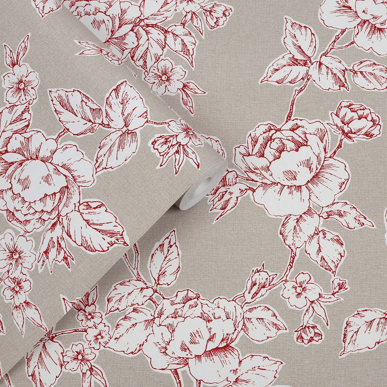 Laura Ashley Pollington Roses Dk Dove Grey Wallpaper