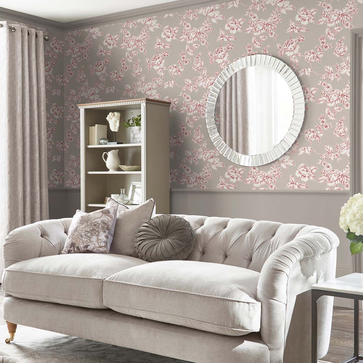 Laura Ashley Pollington Roses Dk Dove Grey Wallpaper