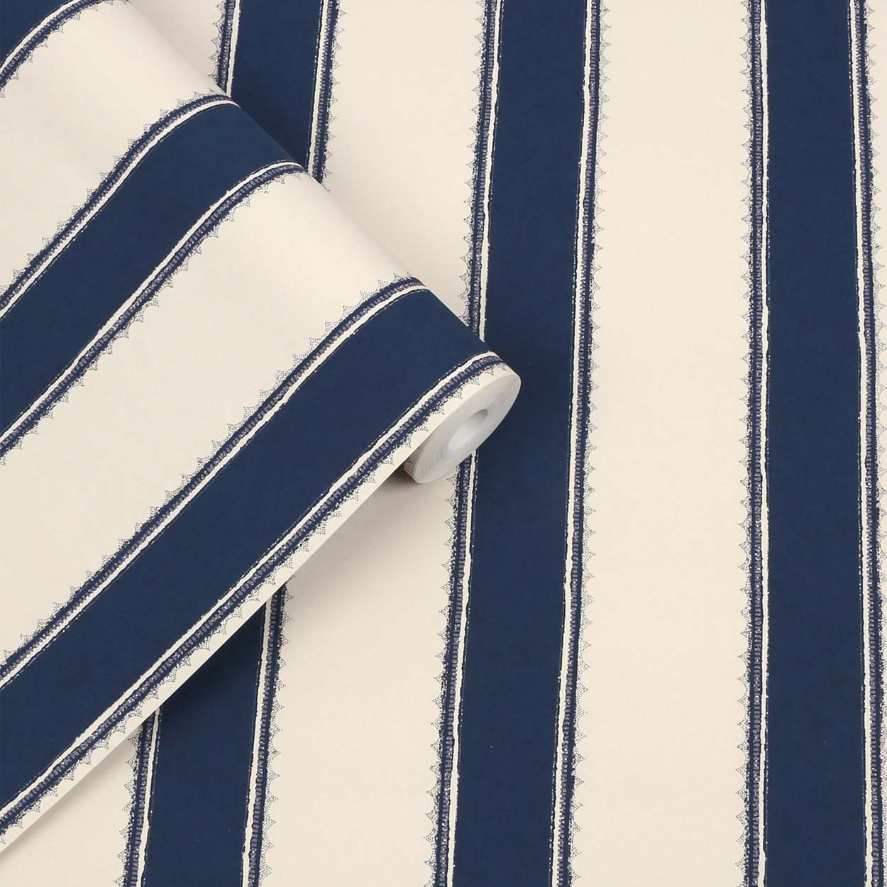 Laura Ashley Denwick Stripe Midnight Seapsray Wallpaper