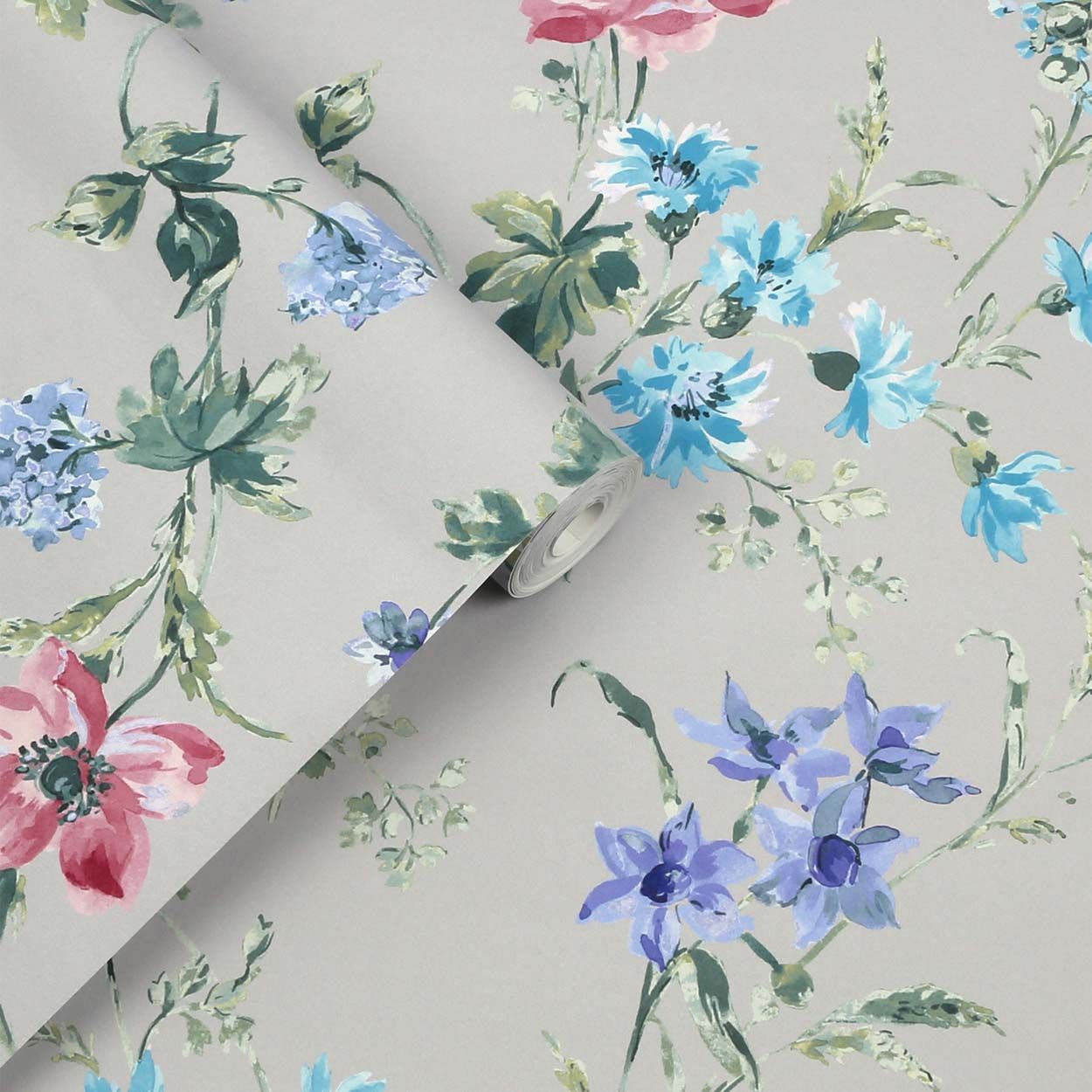 Laura Ashley Poppy Meadow Pale Violet Wallpaper