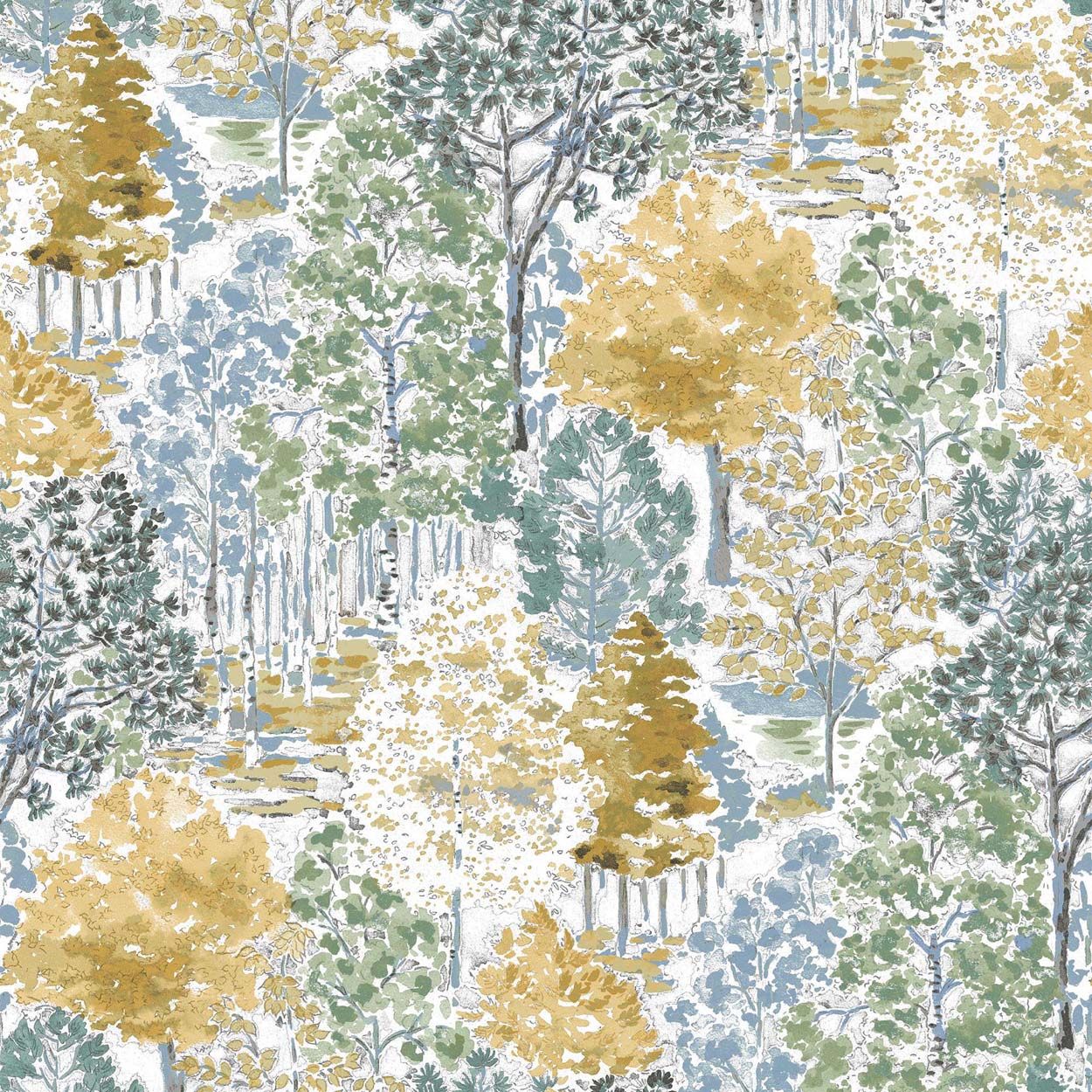 Laura Ashley Bernwood Ochre Yellow Wallpaper