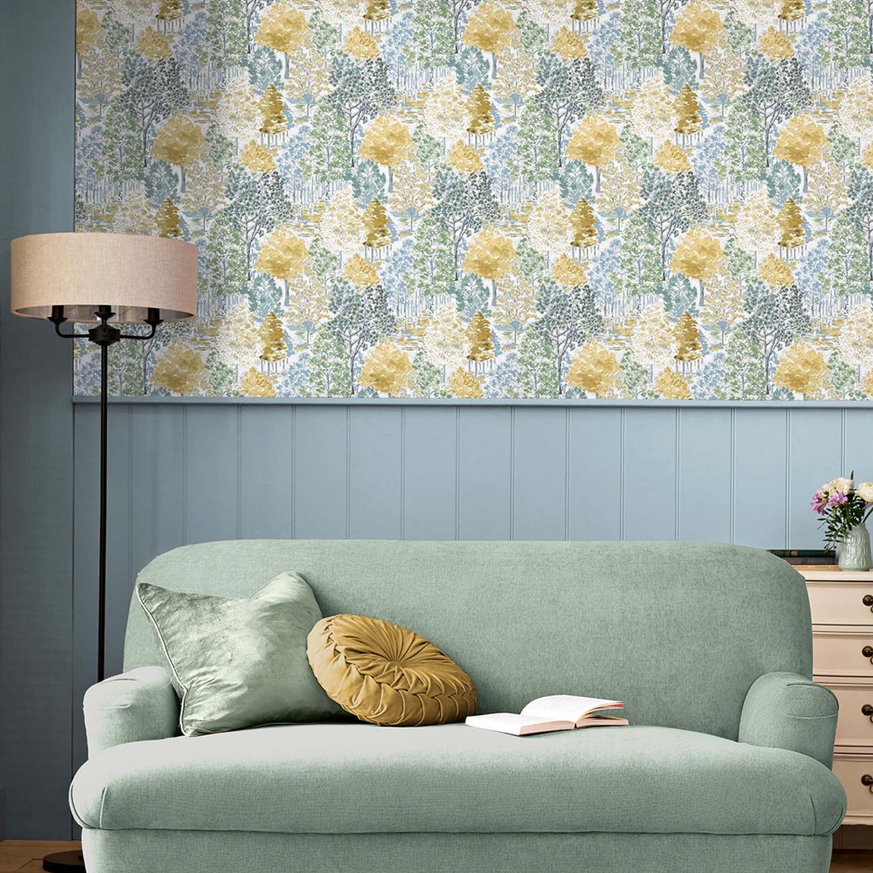 Laura Ashley Bernwood Ochre Yellow Wallpaper