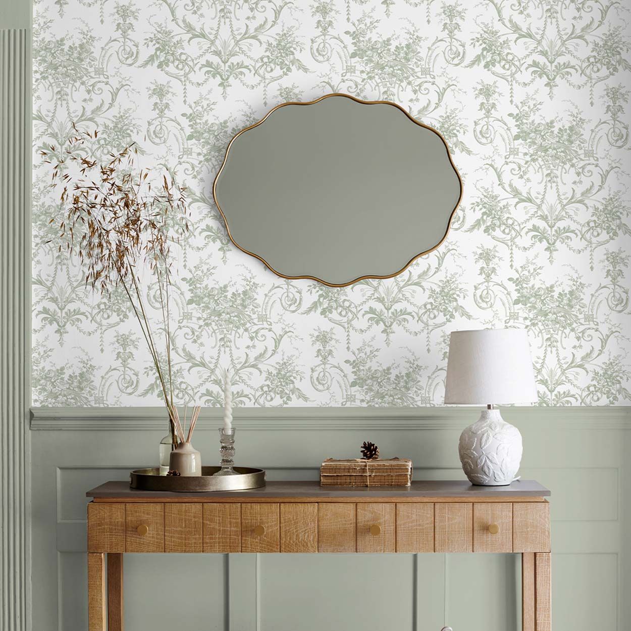 Laura Ashley Tuilieries  Sage Green Wallpaper