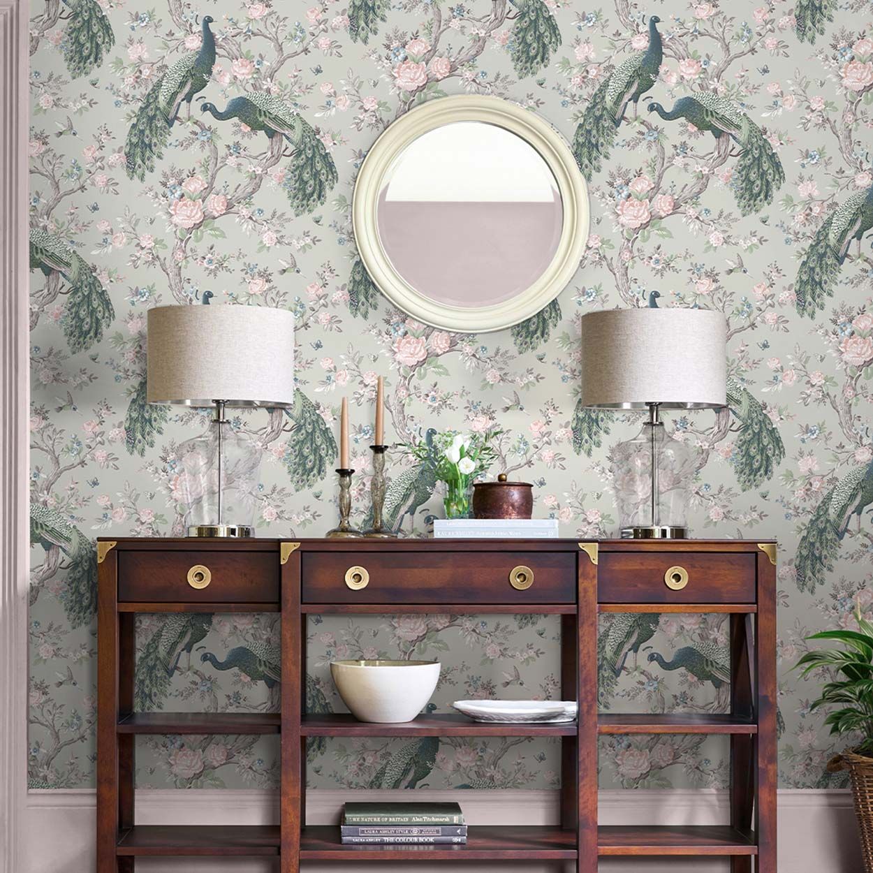 Laura Ashley Belvedere Sage Green Wallpaper