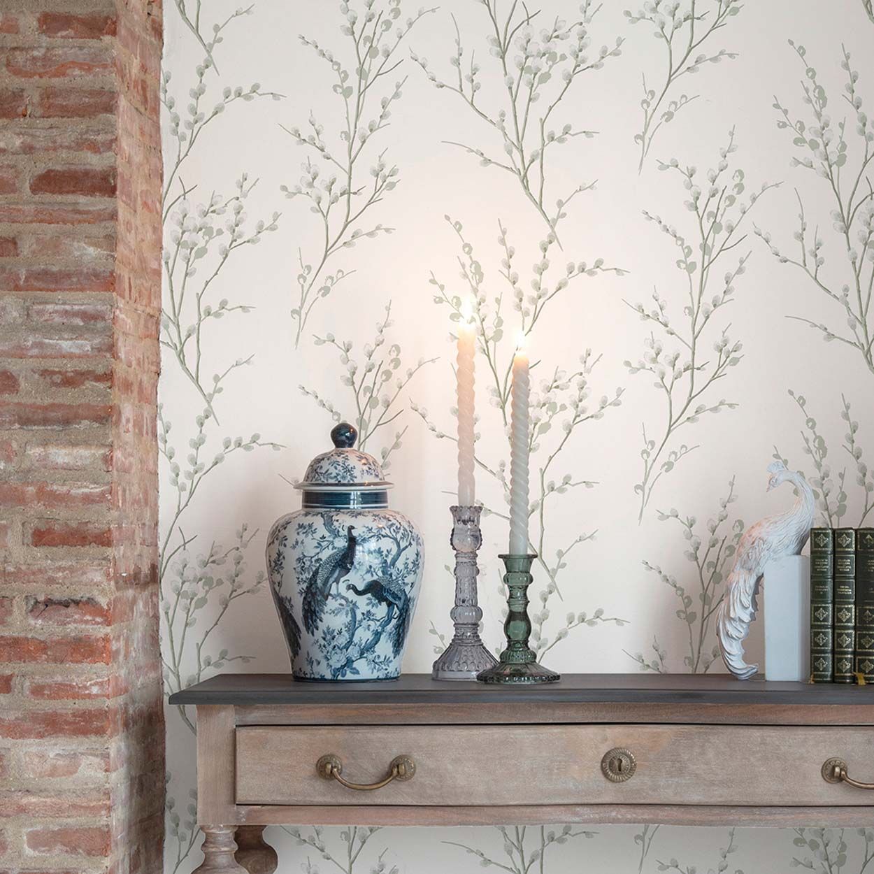 Laura Ashley Pussy Willow  Sage Green Wallpaper