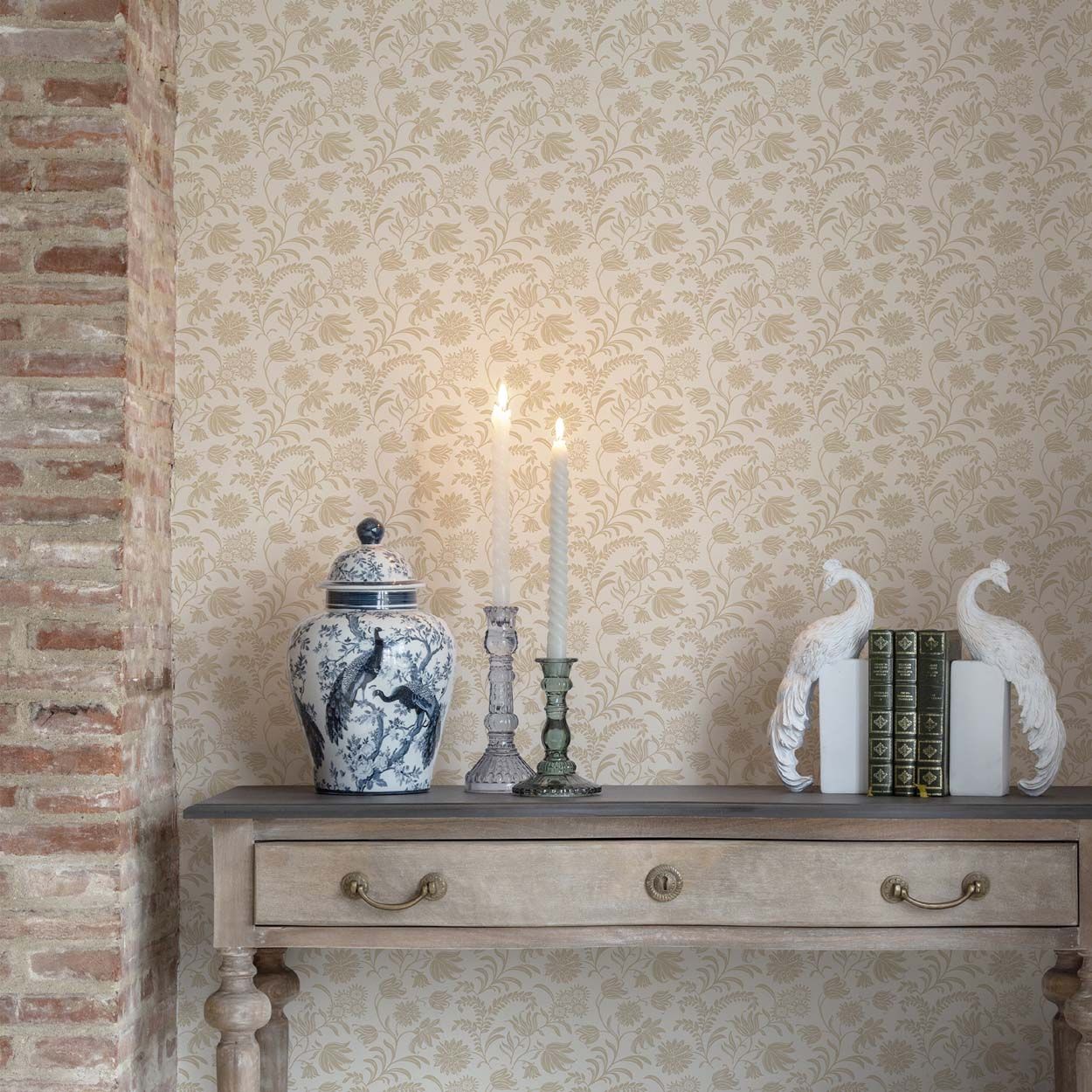 Laura Ashley Hemingway Caramel Wallpaper