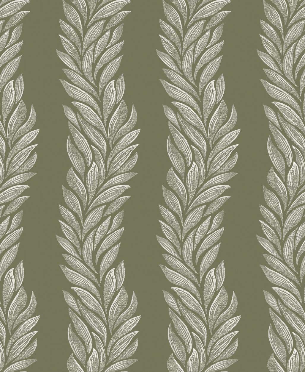Laura Ashley Coulderton Leaves Olive Green Wallpaper