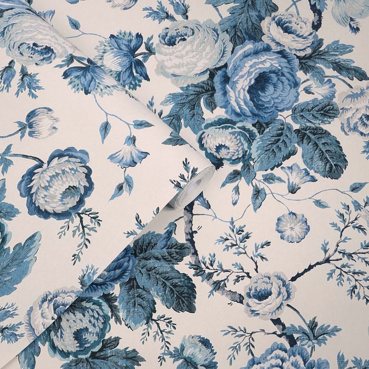 Laura Ashley Uffington Roses Dark Seapsray Wallpaper