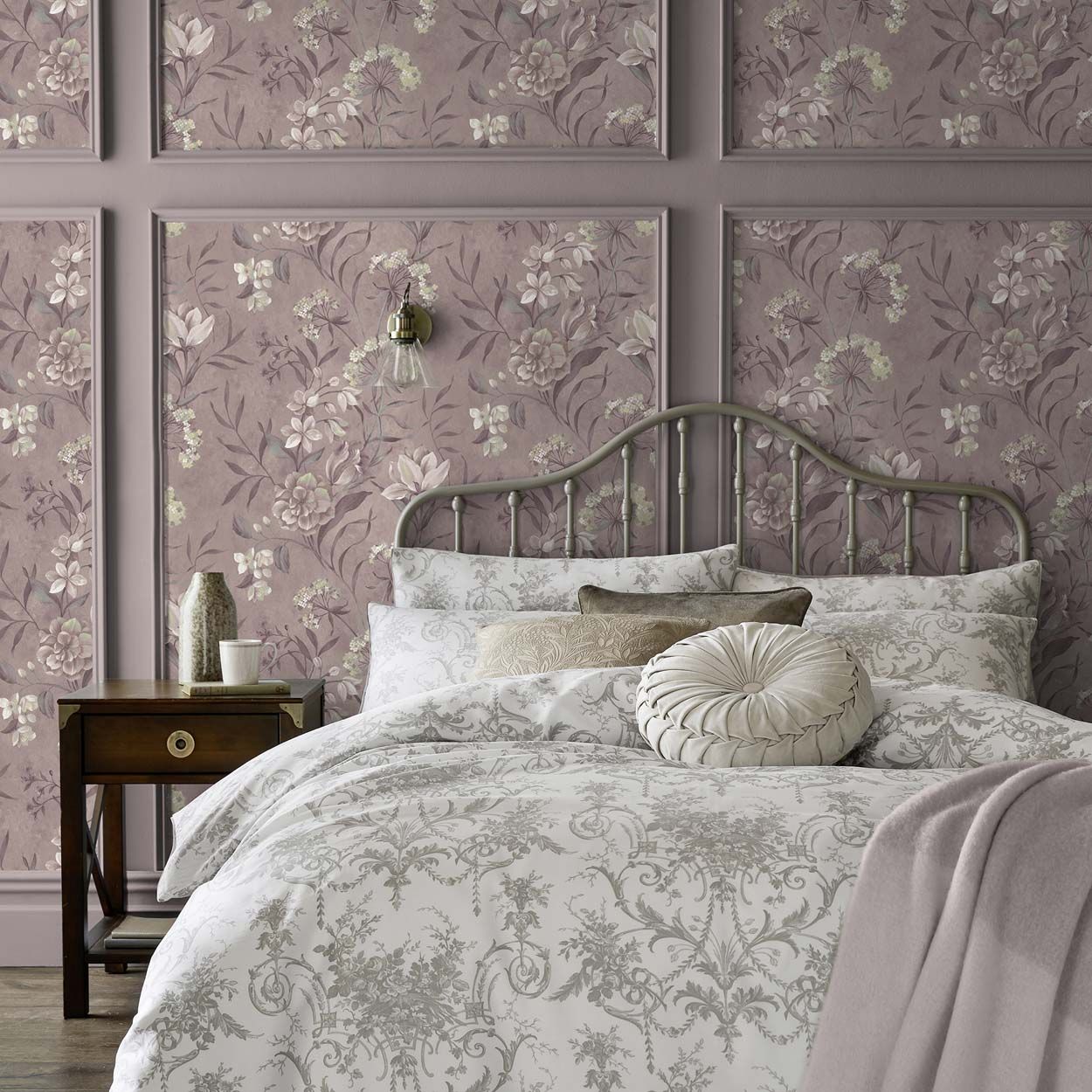 Laura Ashley Blairmore Floral Grape Wallpaper