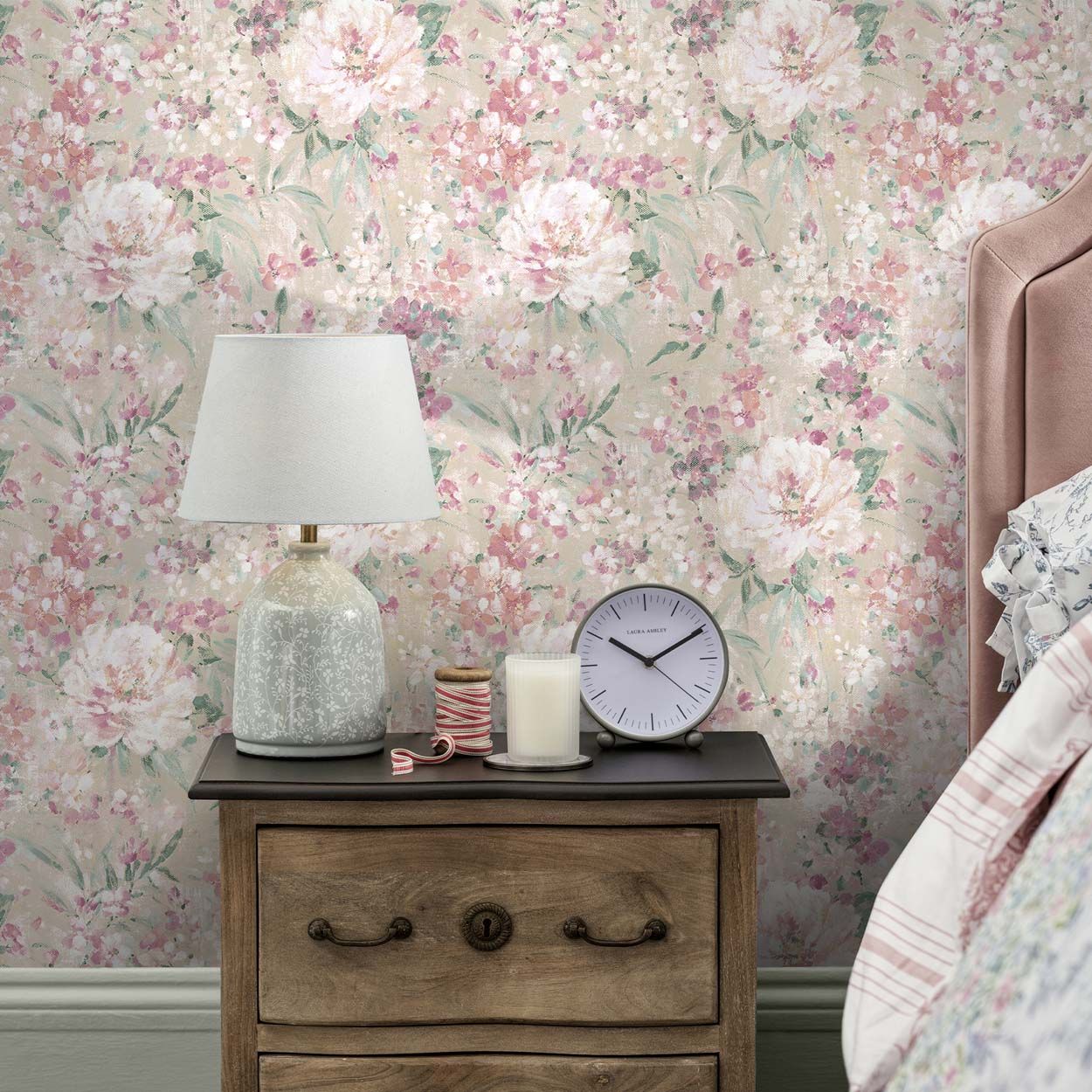 Laura Ashley Mayville Plaster Pink Wallpaper