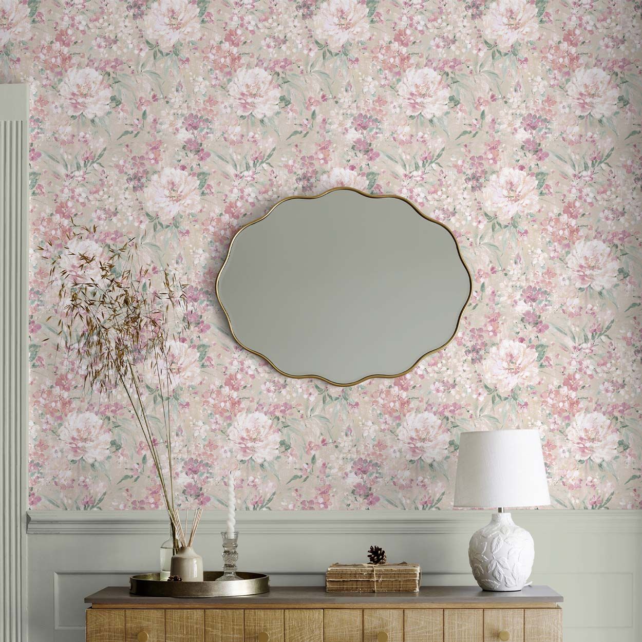Laura Ashley Mayville Plaster Pink Wallpaper
