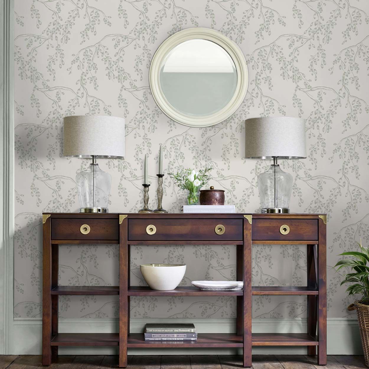 Laura Ashley Rainham Willow Sage Wallpaper