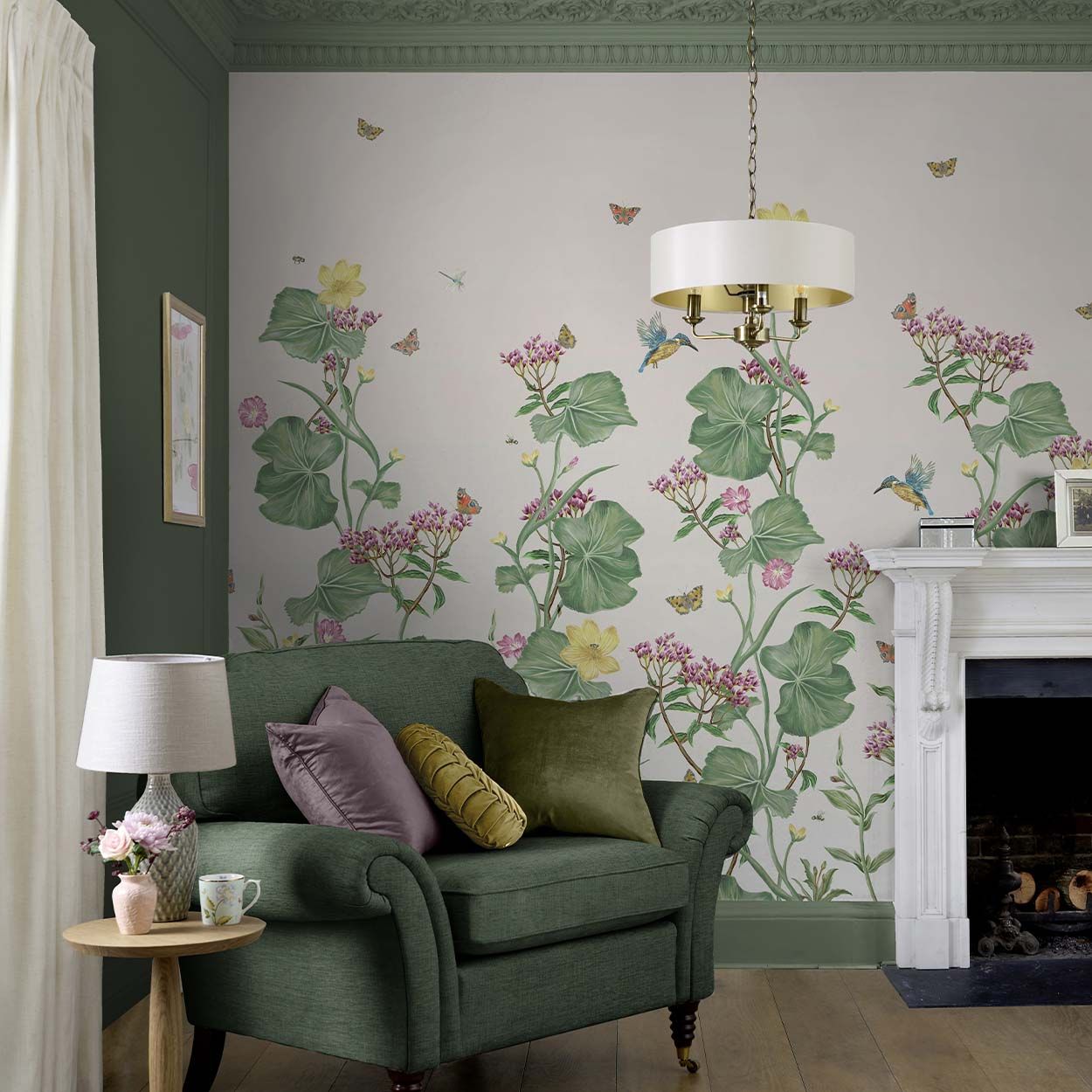 Laura Ashley Llanelli Green/Multi Fixed Size Mural