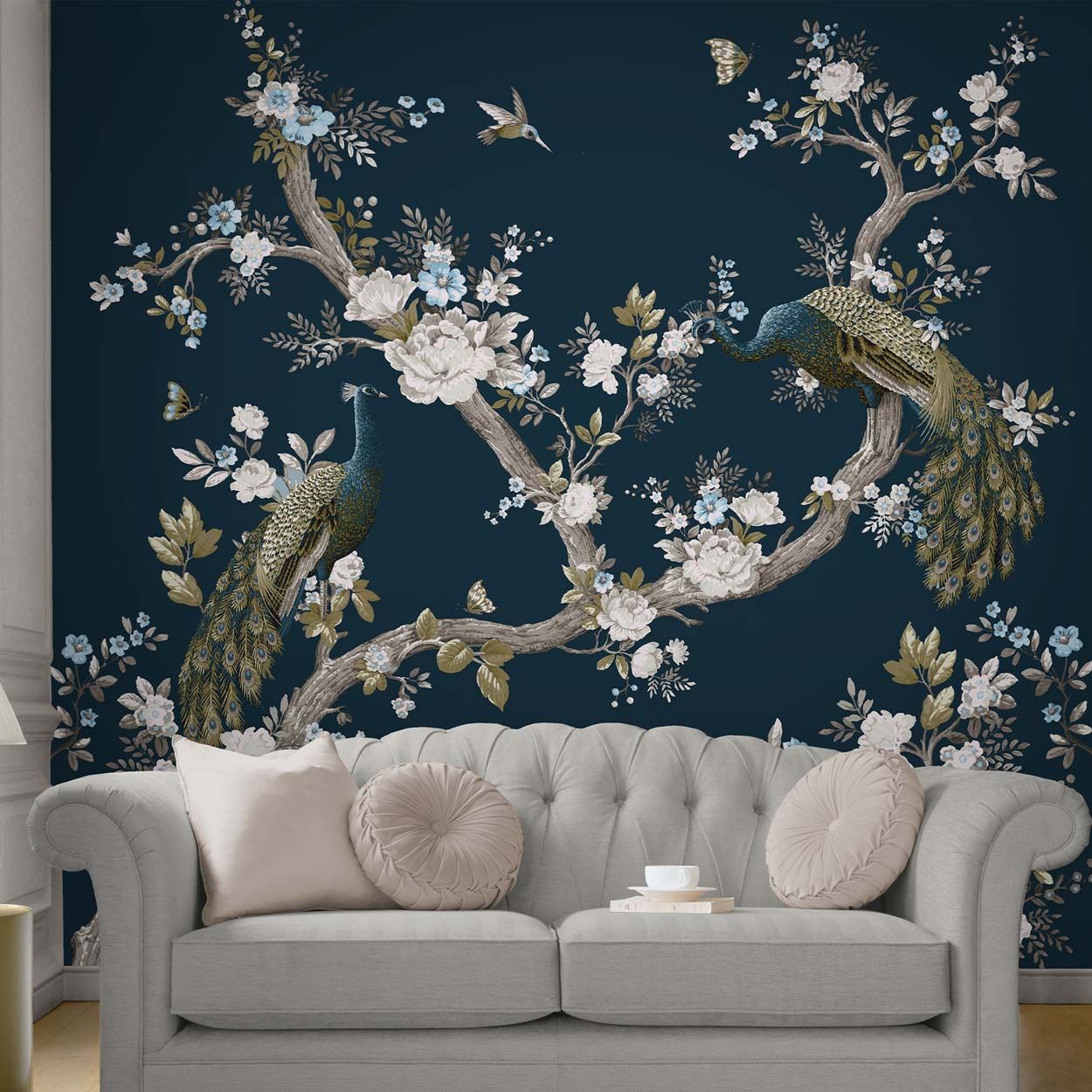 Laura Ashley Belvedere White/Midnight Fixed Size Mural