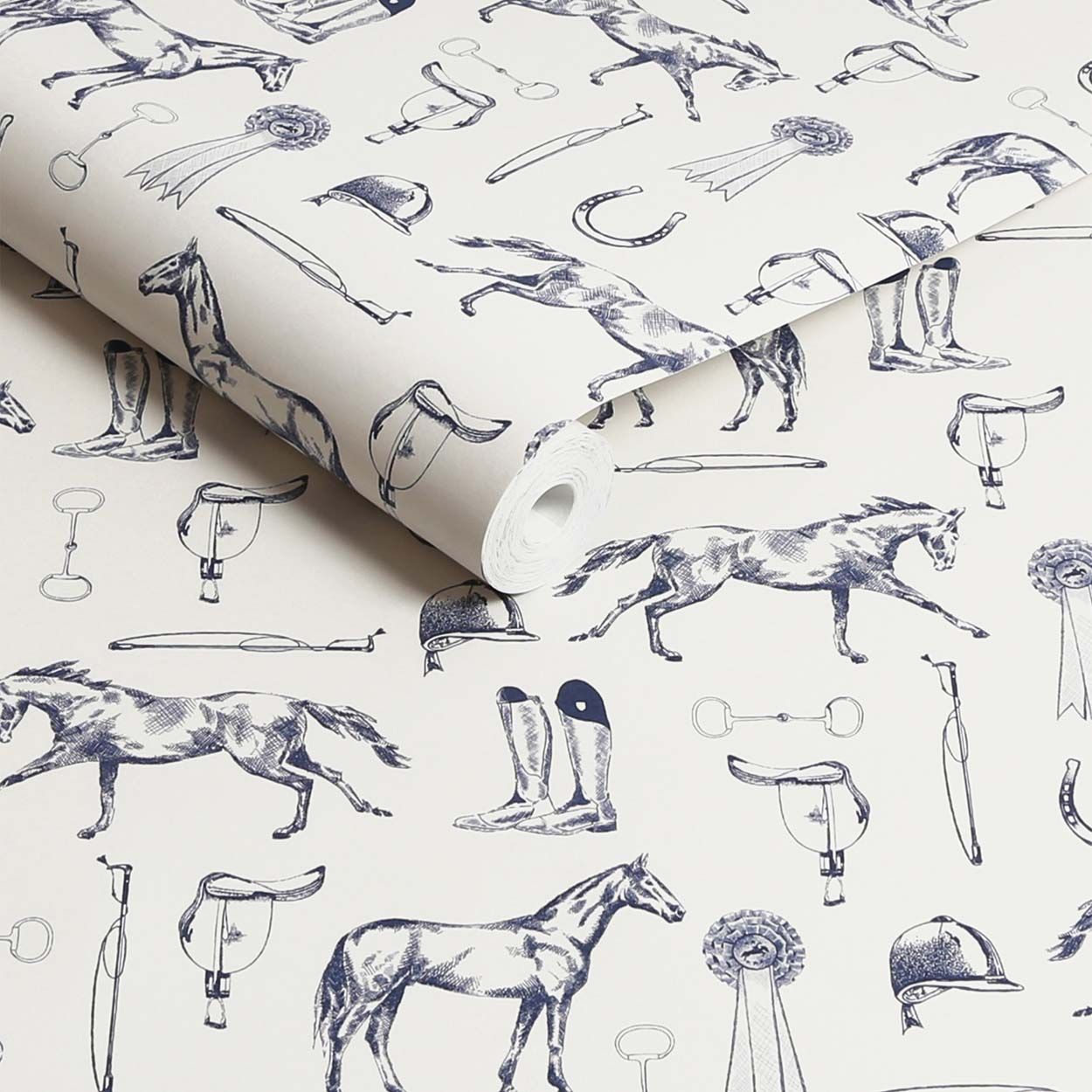 Joules Equestrian Print Cream/Blue Wallpaper