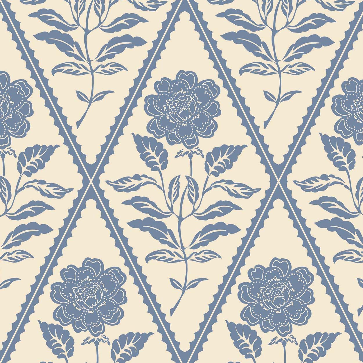 Joules Juliette Floral Print Cream/Blue Wallpaper