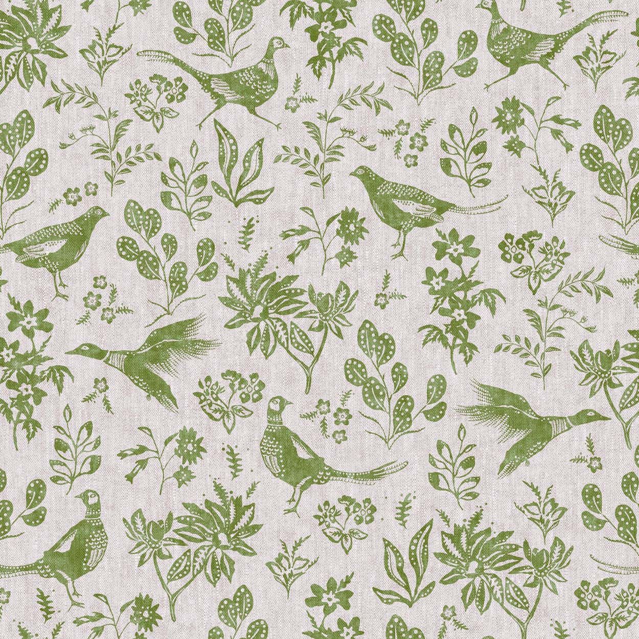 Joules Pheasant Print Linen/Green Wallpaper