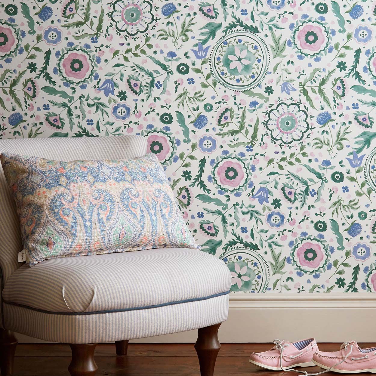 Joules Festival Flower Print Cream/Multi Wallpaper