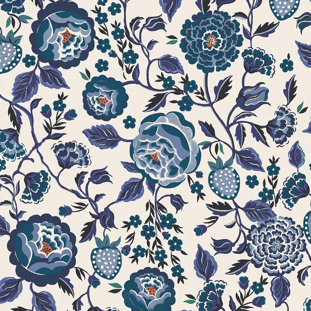 Cath Kidston Strawberry Garden Blue Wallpaper