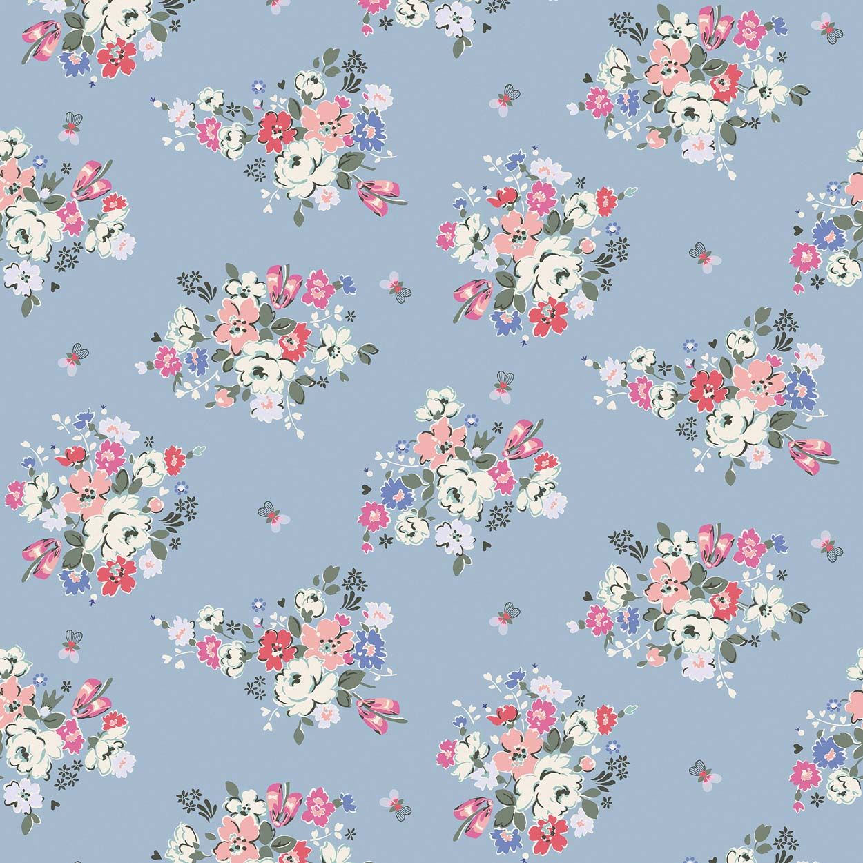 Cath Kidston Clifton Floral Blue Wallpaper