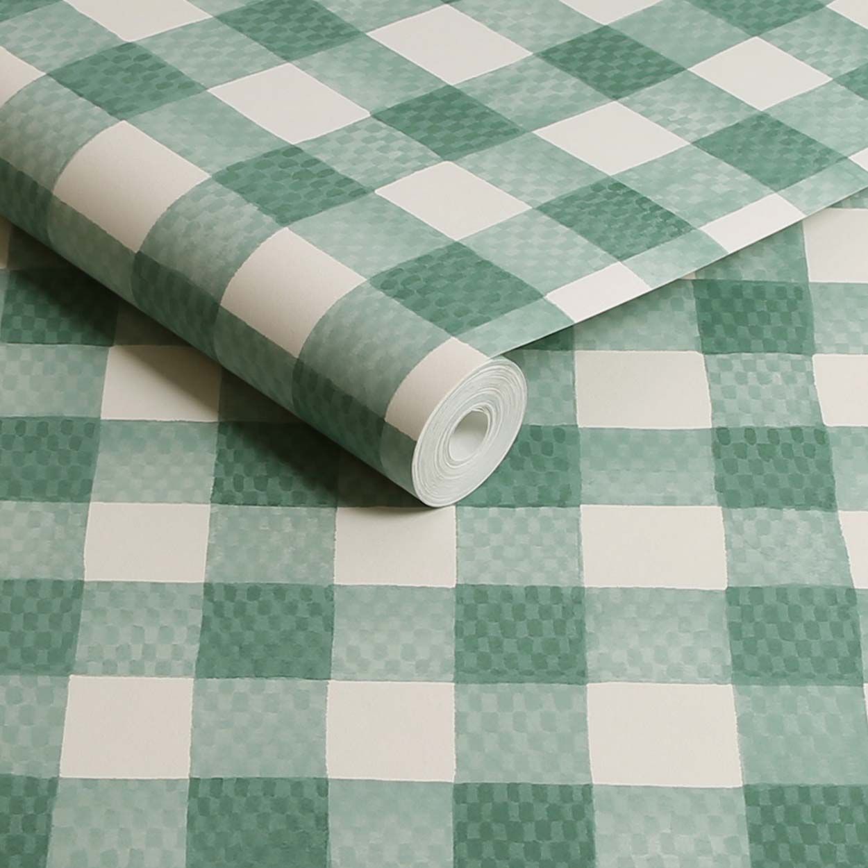 Cath Kidston Painted Gingham Green Wallpaper