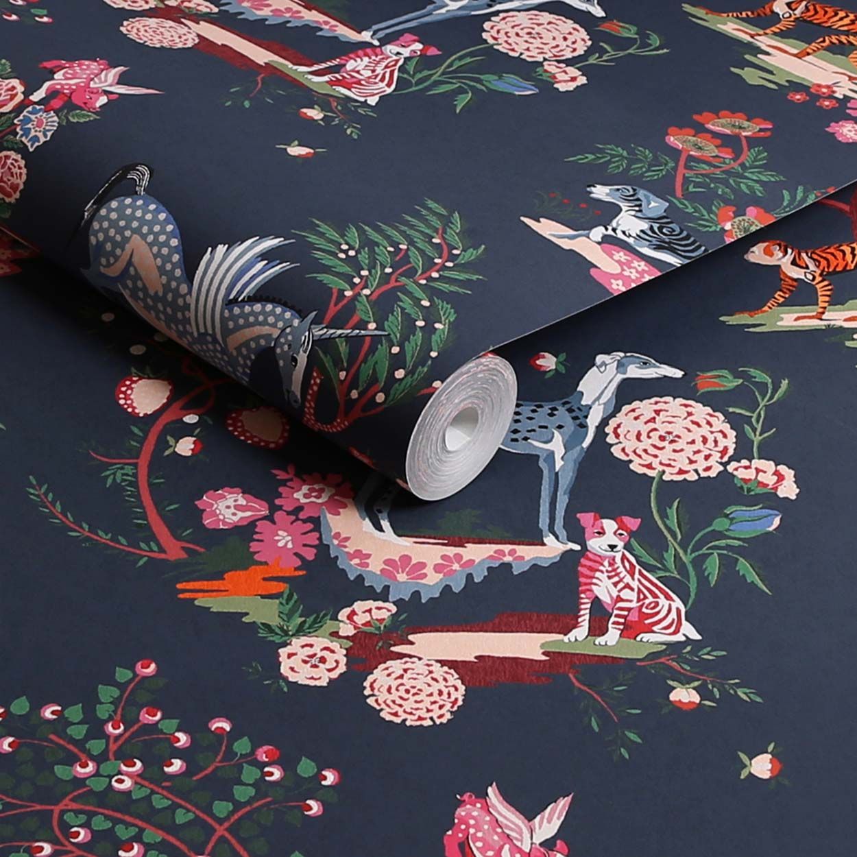 Cath Kidston Painted Kingdom Navy Wallpaper
