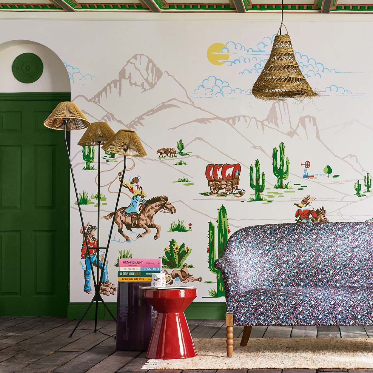 Cath Kidston Cowgirls Multi Fixed Size Mural