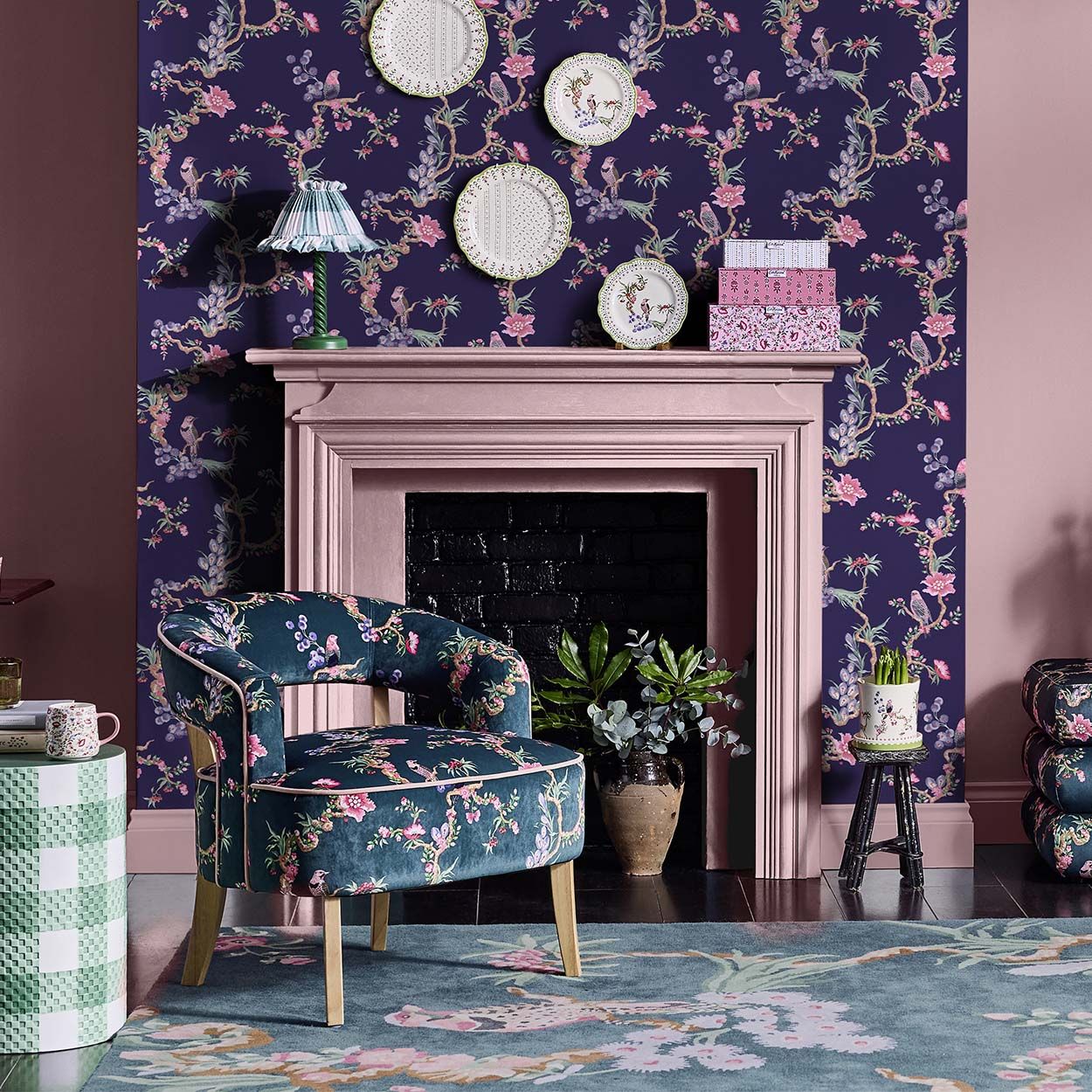 Cath Kidston Birds & Berries Navy Wallpaper