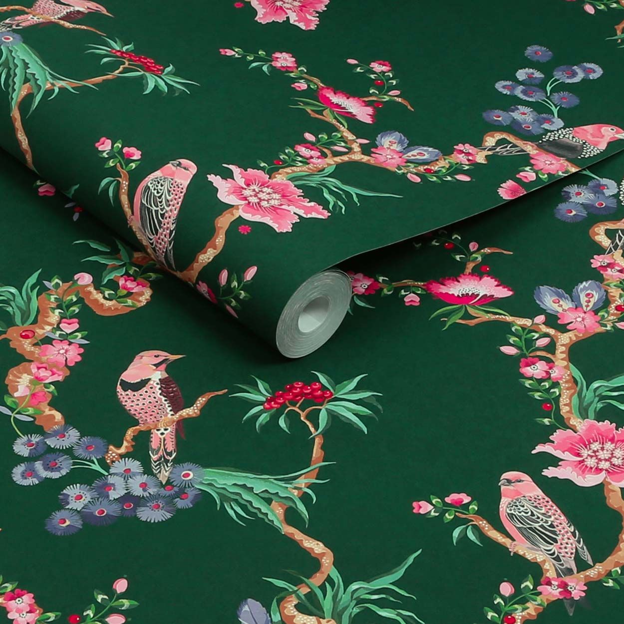 Cath Kidston Birds & Berries Emerald Wallpaper